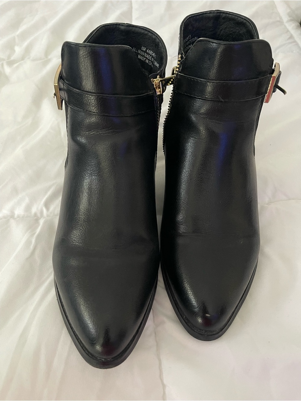 Black Leather Ankle Boots with Side Buckle
